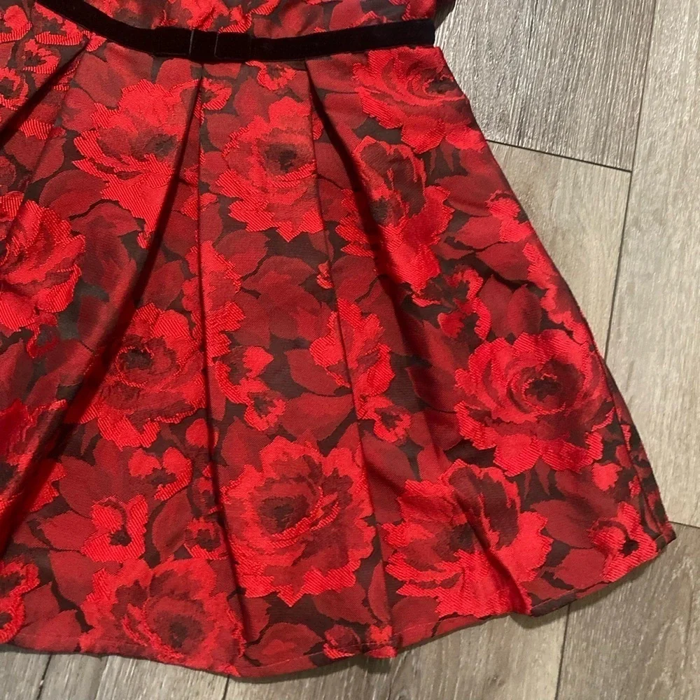 The Children’s Place Holiday Red Floral Fit & Flare Sleeveless Dress 5T
